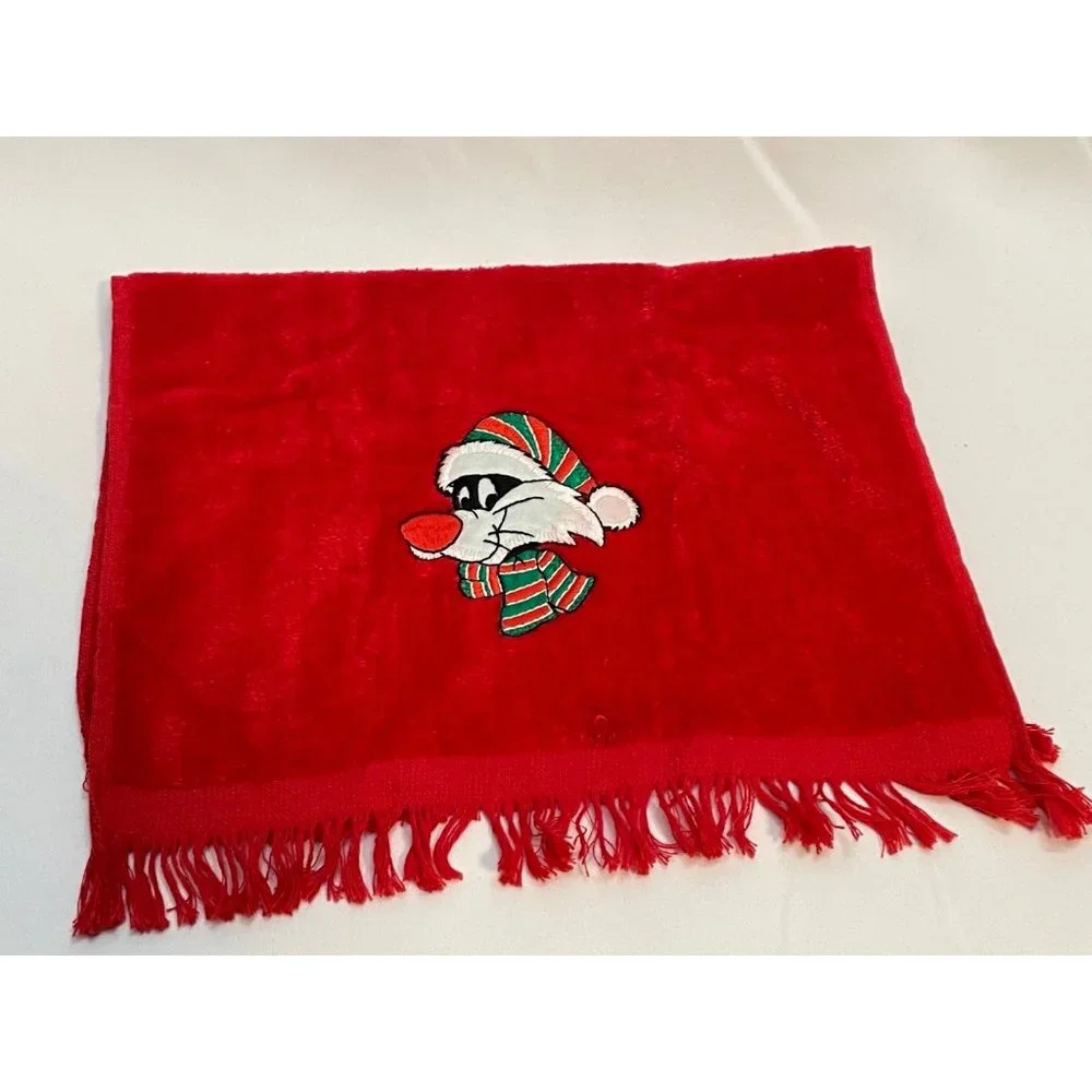Looney Tunes Sylvester Christmas 1993 cotton hand towel 16